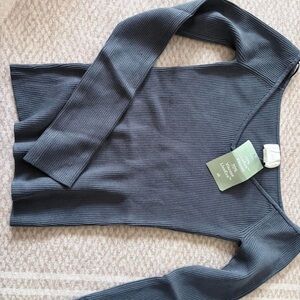 H&M Off-the-Shoulder Dark Gray-Blue long sleeved shirt.
